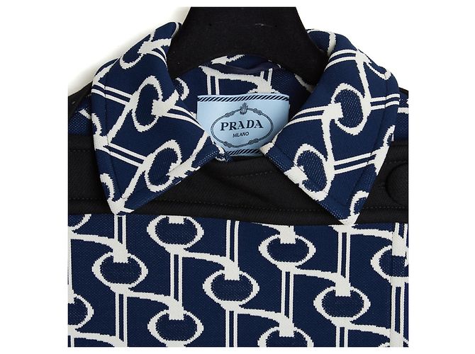 Prada Abrigo Capa Jacquard Geométrico Azul Marino - vista 3