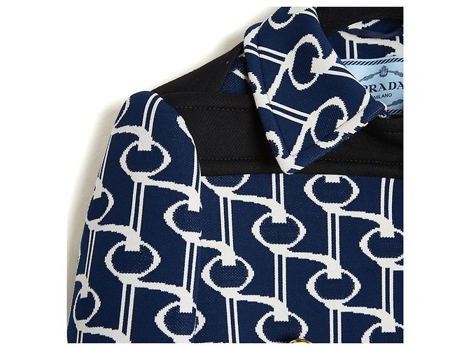Prada Abrigo Capa Jacquard Geométrico Azul Marino - vista 5