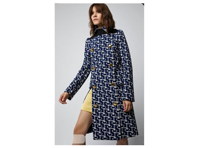 Prada Abrigo Capa Jacquard Geométrico Azul Marino - vista 8