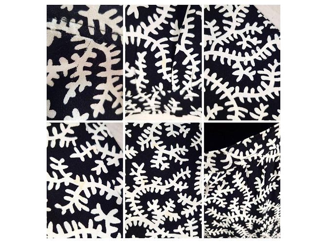 Falda Yves Saint Laurent Rive Gauche Estampado Botánico 1980 Negro Blanco - vista 7