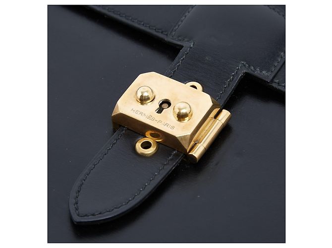 Hermès Sac à Dépêches 41 Valigetta Pelle Box Nera Nero - vista 5
