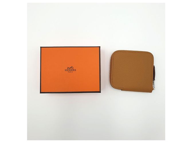 Silk In Hermès Silk'In Porta-moedas Pele Epsom Sesame Paprika-Rose Pop Castanho claro - vista 6