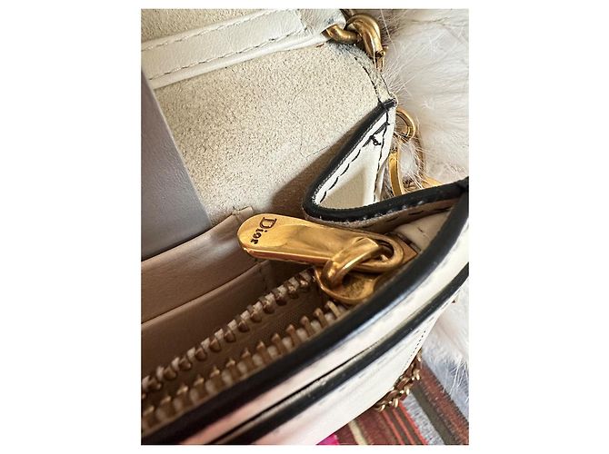 Dior Portafoglio con Catena Studded in pelle Bianco Crudo Bianco sporco Gold hardware - vista 10