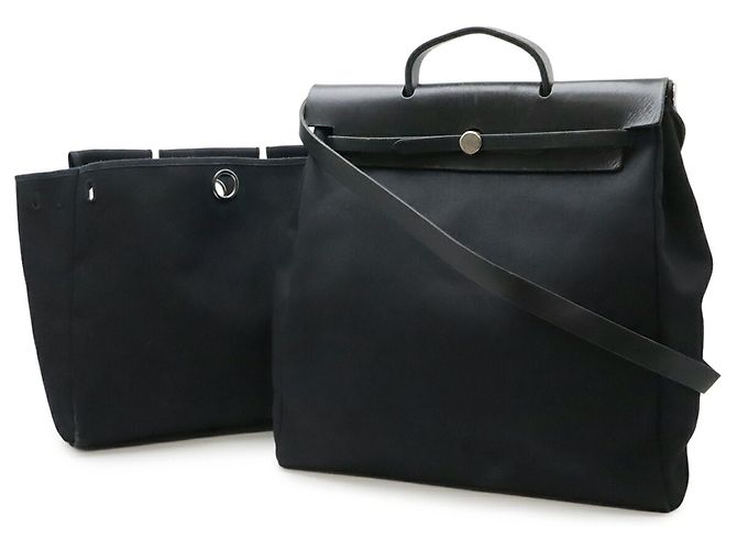 Hermès HERMES Herbag MM Handtasche Schultertasche Schwarz - Ansicht 2