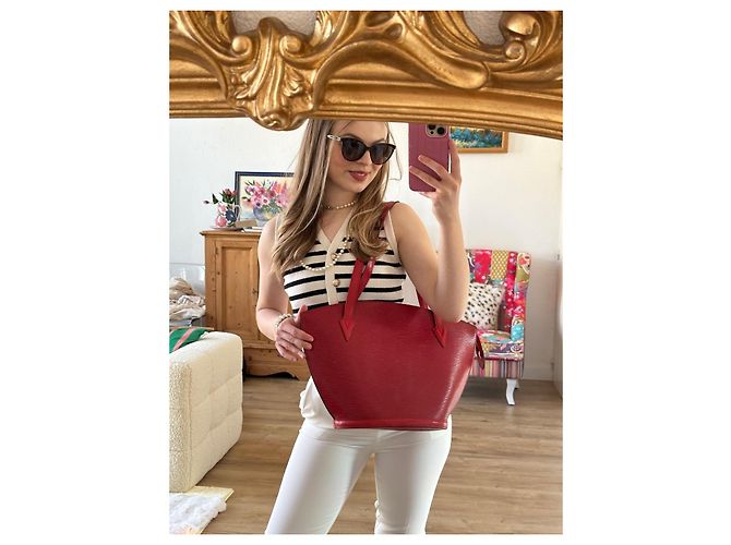 Saint Jacques Borsa Louis Vuitton Saint-Jacques in pelle Epi rossa Rosso - vista 15