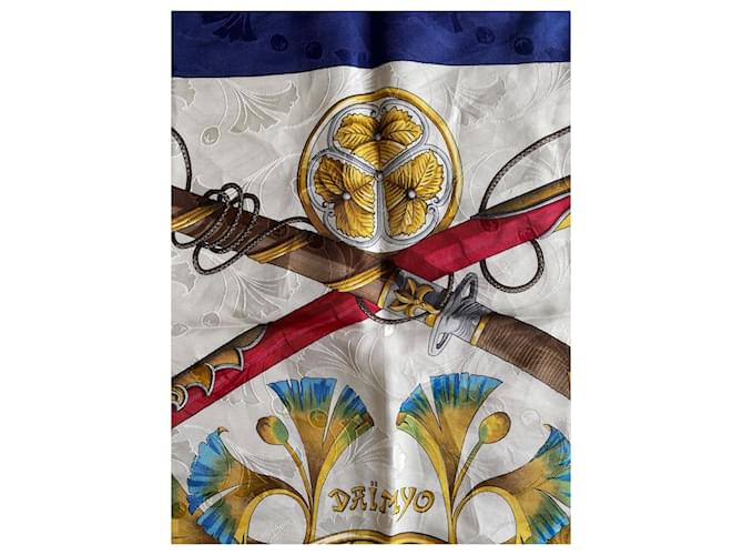 Hermès Sciarpa di Seta Daïmyo Princes du Soleil Levant 90cm Blu navy - vista 10