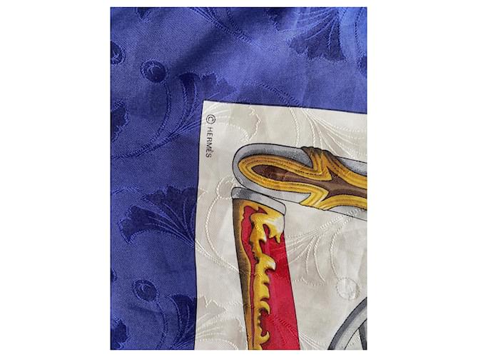 Hermès Sciarpa di Seta Daïmyo Princes du Soleil Levant 90cm Blu navy - vista 11