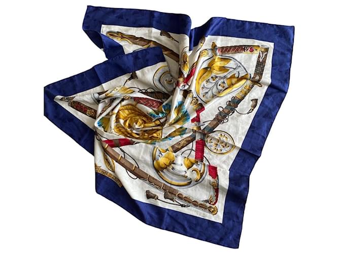 Hermès Sciarpa di Seta Daïmyo Princes du Soleil Levant 90cm Blu navy - vista 12