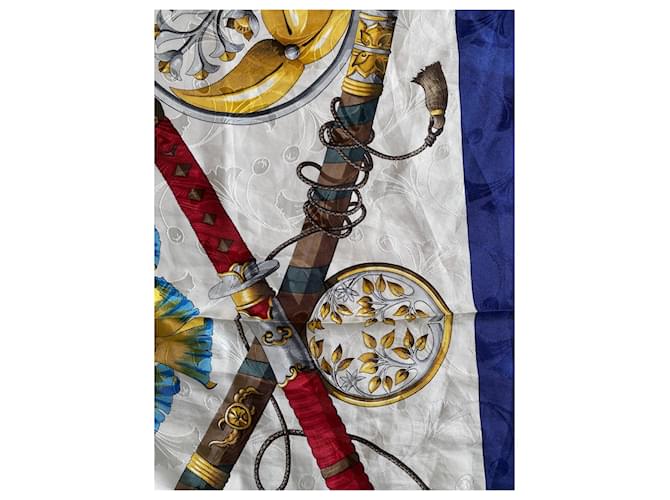 Hermès Sciarpa di Seta Daïmyo Princes du Soleil Levant 90cm Blu navy - vista 8