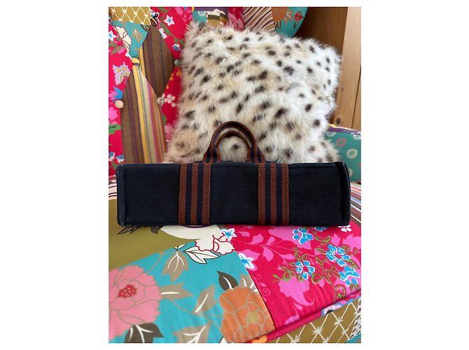 Toto Bag Borsa Hermès Tote PM in Tela - Blu Navy Blu scuro - vista 11