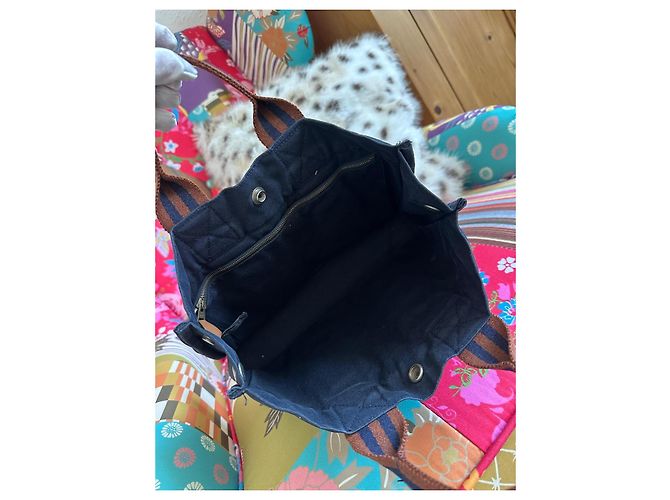 Toto Bag Borsa Hermès Tote PM in Tela - Blu Navy Blu scuro - vista 6