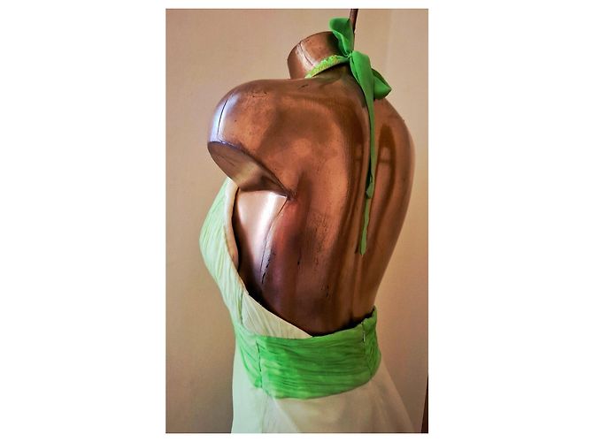 Autre Marque Abito da Cerimonia in Seta Chiffon Giallo e Verde Verde chiaro - vista 10