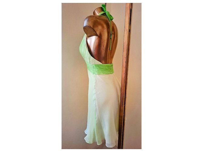 Autre Marque Abito da Cerimonia in Seta Chiffon Giallo e Verde Verde chiaro - vista 11
