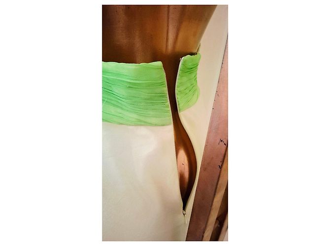 Autre Marque Abito da Cerimonia in Seta Chiffon Giallo e Verde Verde chiaro - vista 12