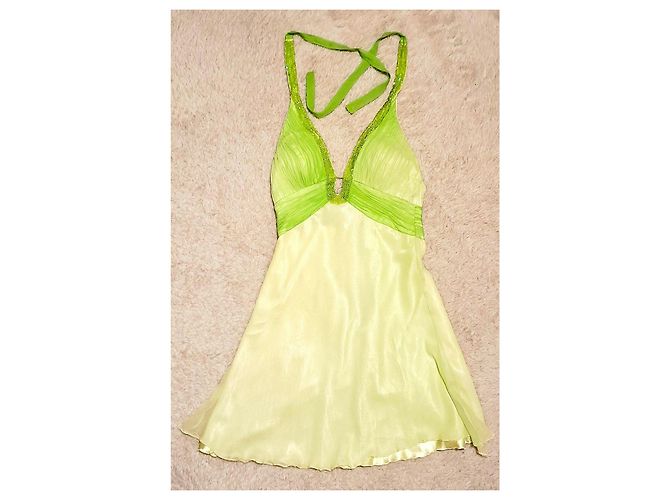 Autre Marque Abito da Cerimonia in Seta Chiffon Giallo e Verde Verde chiaro - vista 14