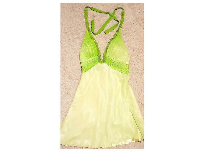 Autre Marque Abito da Cerimonia in Seta Chiffon Giallo e Verde Verde chiaro - vista 15