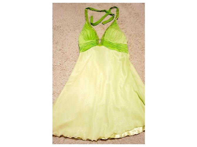 Autre Marque Abito da Cerimonia in Seta Chiffon Giallo e Verde Verde chiaro - vista 17