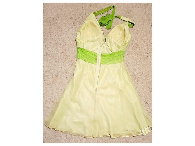 Autre Marque Abito da Cerimonia in Seta Chiffon Giallo e Verde Verde chiaro - vista 18