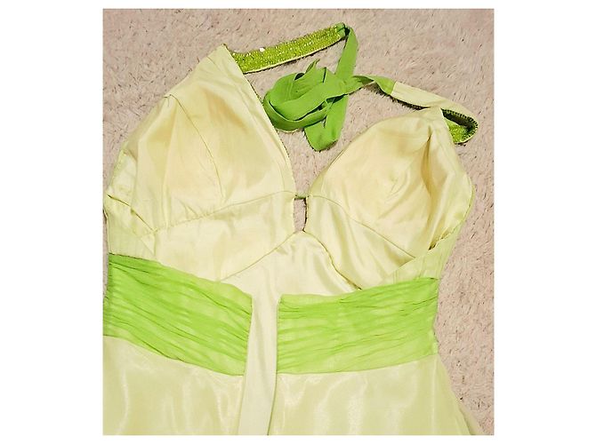 Autre Marque Abito da Cerimonia in Seta Chiffon Giallo e Verde Verde chiaro - vista 19