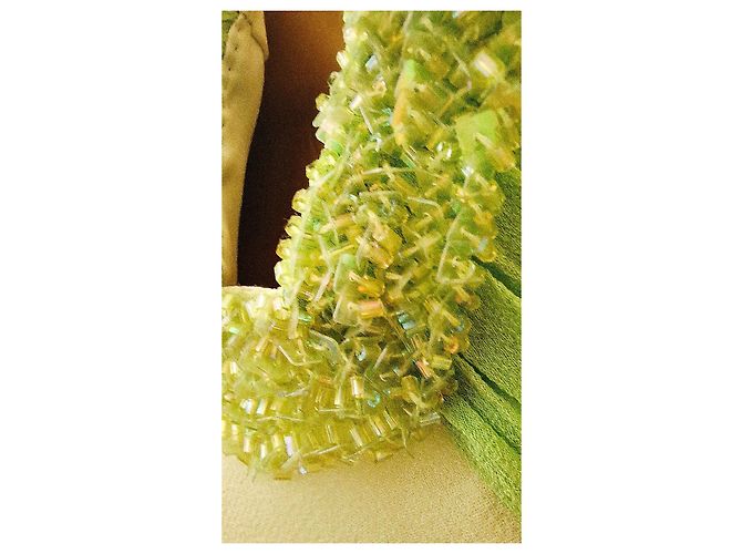 Autre Marque Abito da Cerimonia in Seta Chiffon Giallo e Verde Verde chiaro - vista 7