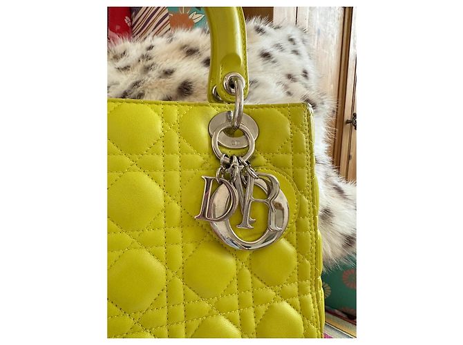 Dior Lady Dior Medium Borsa a Mano - Pelle Giallo Anice Verde chiaro - vista 6