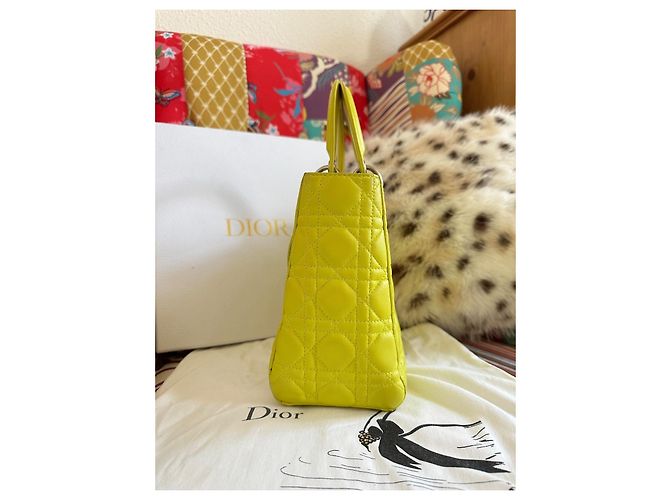 Dior Lady Dior Medium Borsa a Mano - Pelle Giallo Anice Verde chiaro - vista 8