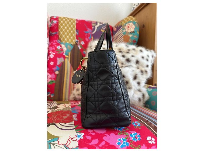 Dior Lady Dior Medium Borsa in pelle d'agnello nera Nero - vista 8