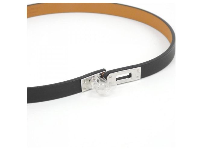 Choker Mini Kelly in pelle Swift nera Hermès Nero - vista 3