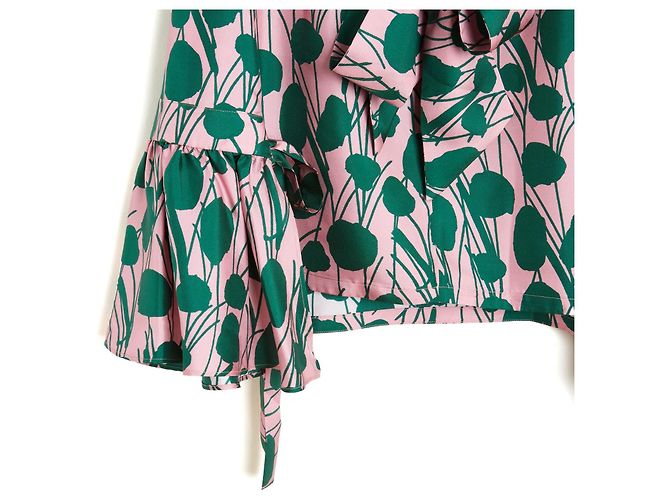 Autre Marque La Double J Bunte Seidentwill-Bluse mit Ascot-Rüschen Mehrfarben - Ansicht 3