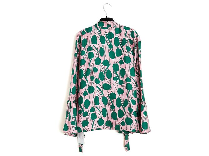 Autre Marque La Double J Bunte Seidentwill-Bluse mit Ascot-Rüschen Mehrfarben - Ansicht 5