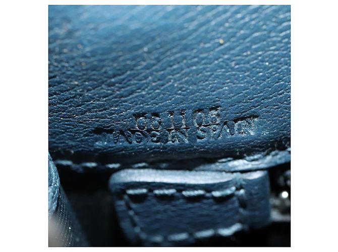 LOEWE Anagram Business Bag Leather 2way Navy Silver Auth bs34926 Argento Blu navy - vista 12