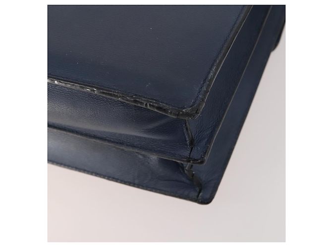 LOEWE Anagram Business Bag Leather 2way Navy Silver Auth bs34926 Argento Blu navy - vista 16