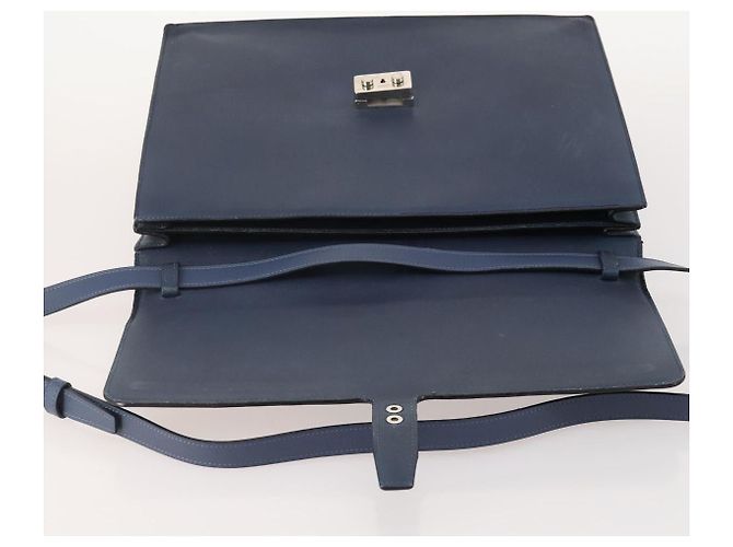 LOEWE Anagram Business Bag Leather 2way Navy Silver Auth bs34926 Argento Blu navy - vista 19