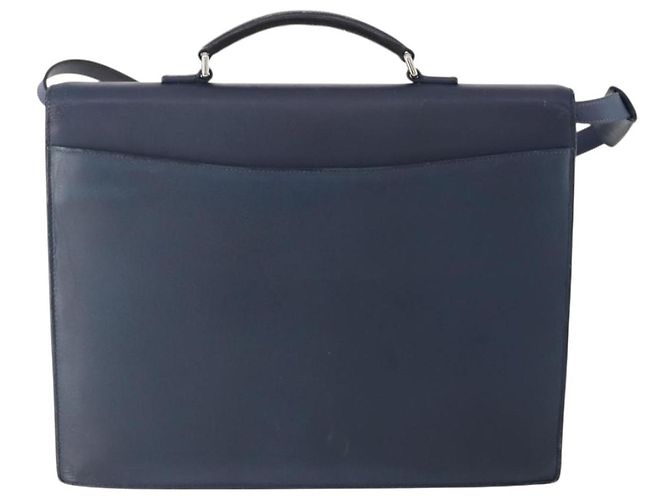 LOEWE Anagram Business Bag Leather 2way Navy Silver Auth bs34926 Argento Blu navy - vista 2