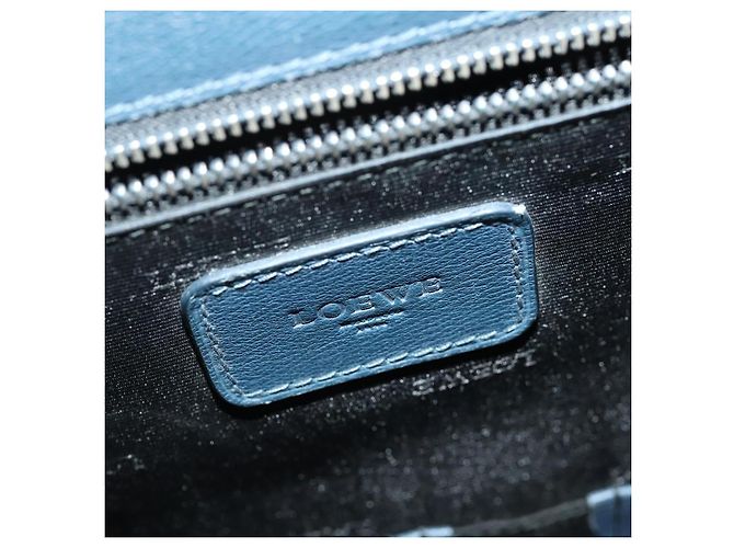 LOEWE Anagram Business Bag Leather 2way Navy Silver Auth bs34926 Argento Blu navy - vista 22