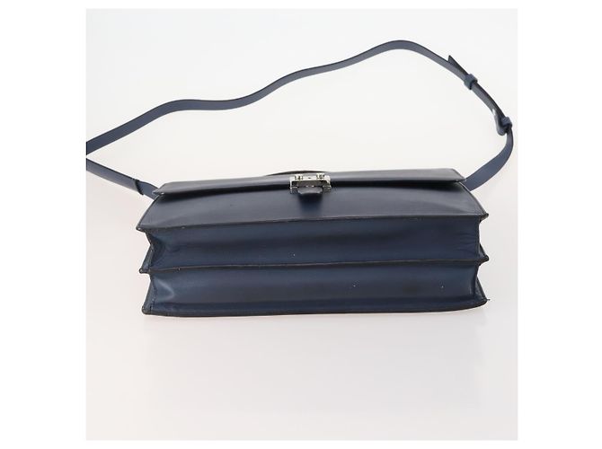 LOEWE Anagram Business Bag Leather 2way Navy Silver Auth bs34926 Argento Blu navy - vista 5