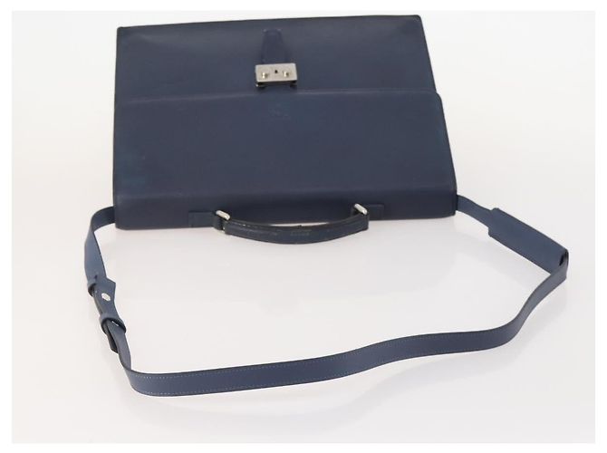 LOEWE Anagram Business Bag Leather 2way Navy Silver Auth bs34926 Argento Blu navy - vista 7
