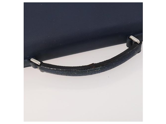 LOEWE Anagram Business Bag Leather 2way Navy Silver Auth bs34926 Argento Blu navy - vista 8