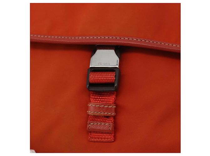 Borsa a Spalla PRADA Nylon Arancione Argento Auth BA12584A - vista 14