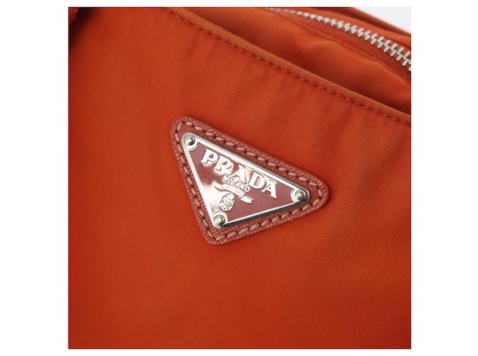 Borsa a Spalla PRADA Nylon Arancione Argento Auth BA12584A - vista 15