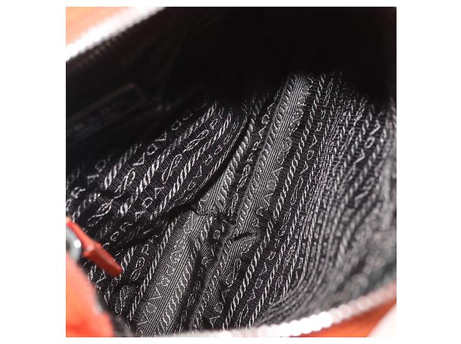 Borsa a Spalla PRADA Nylon Arancione Argento Auth BA12584A - vista 18