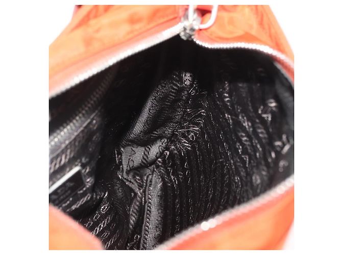 Borsa a Spalla PRADA Nylon Arancione Argento Auth BA12584A - vista 19