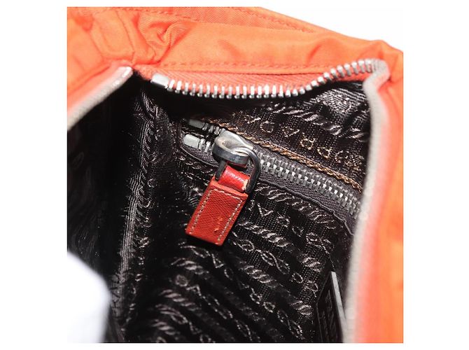Borsa a Spalla PRADA Nylon Arancione Argento Auth BA12584A - vista 21