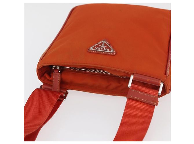 Borsa a Spalla PRADA Nylon Arancione Argento Auth BA12584A - vista 6