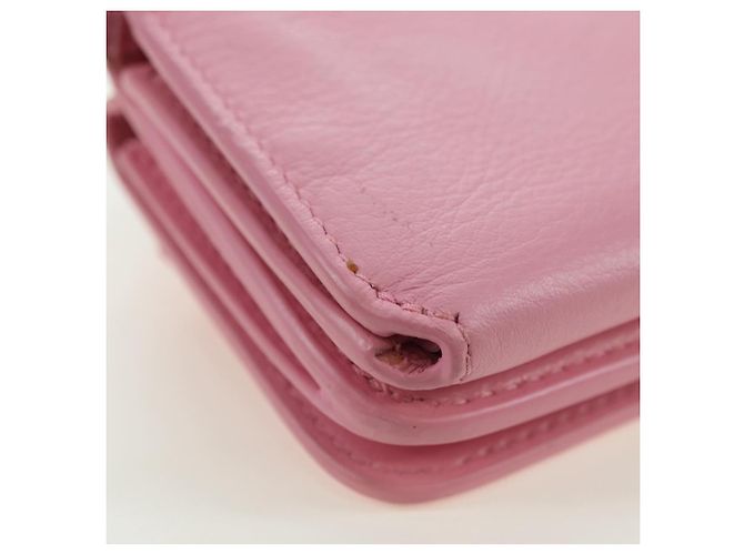 BALENCIAGA Mini Chain Wallet Kitty Leather Pink Silver 623241 Auth 170544SM Argento Rosa - vista 12