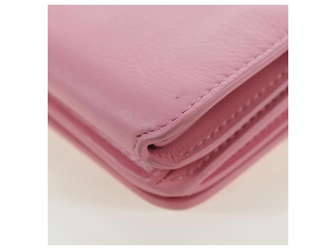 BALENCIAGA Mini Chain Wallet Kitty Leather Pink Silver 623241 Auth 170544SM Argento Rosa - vista 13
