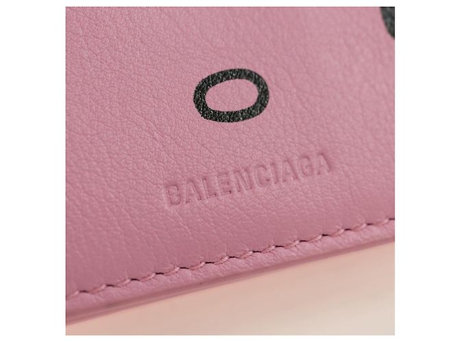 BALENCIAGA Mini Chain Wallet Kitty Leather Pink Silver 623241 Auth 170544SM Argento Rosa - vista 14