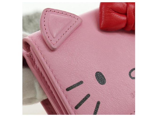 BALENCIAGA Mini Chain Wallet Kitty Leather Pink Silver 623241 Auth 170544SM Argento Rosa - vista 16