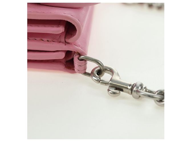 BALENCIAGA Mini Chain Wallet Kitty Leather Pink Silver 623241 Auth 170544SM Argento Rosa - vista 17