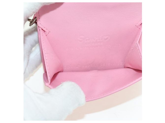 BALENCIAGA Mini Chain Wallet Kitty Leather Pink Silver 623241 Auth 170544SM Argento Rosa - vista 19